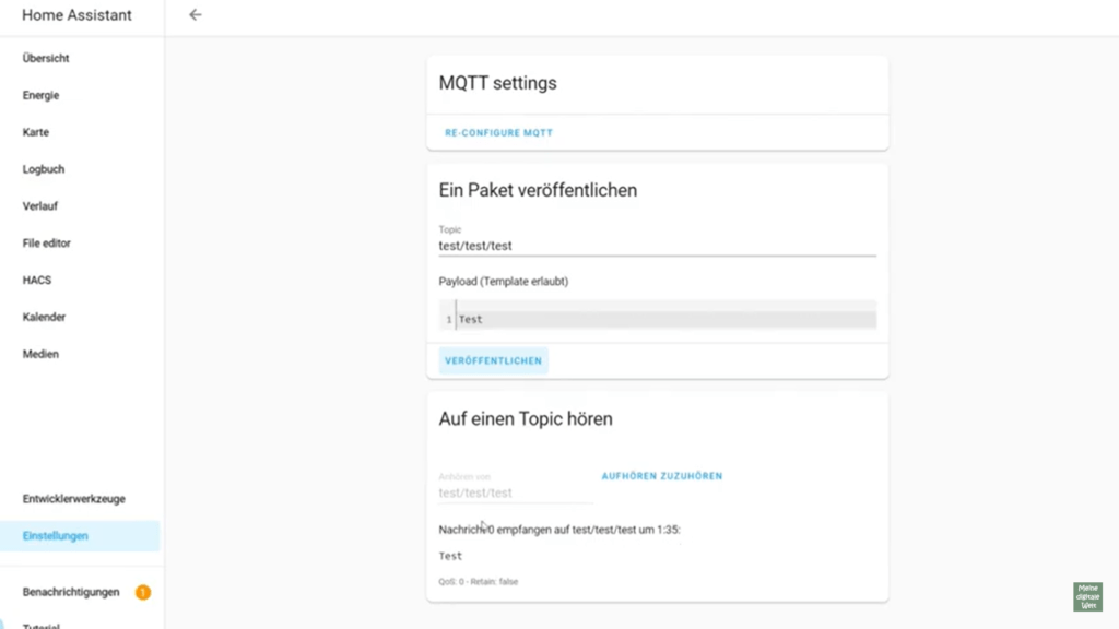 MQTT Broker Einrichtung testen
