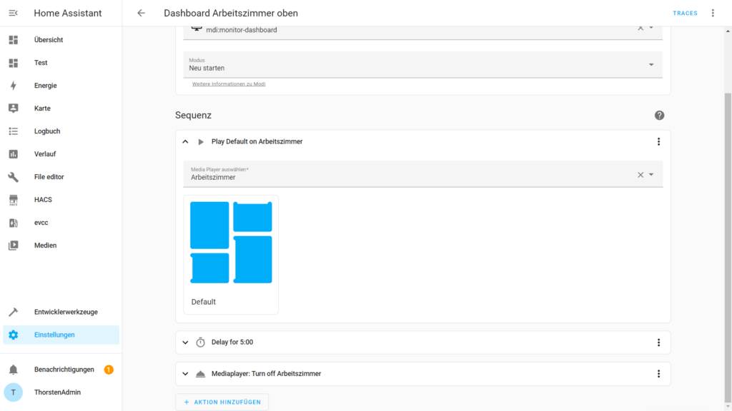 Dashboard auf Google Nest Hub wiedergeben
