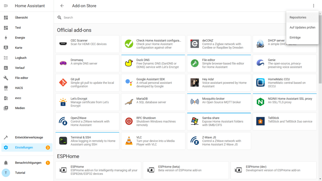 Auswählen von Repositories