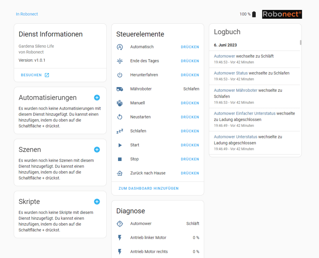 Home Assistant Integration Robonect