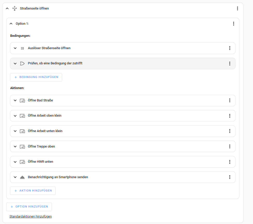 Aktion Straßenseite öffnen