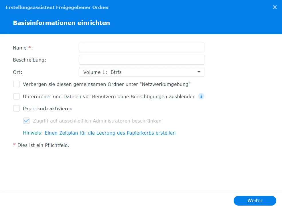 Basisinformationen einstellen
