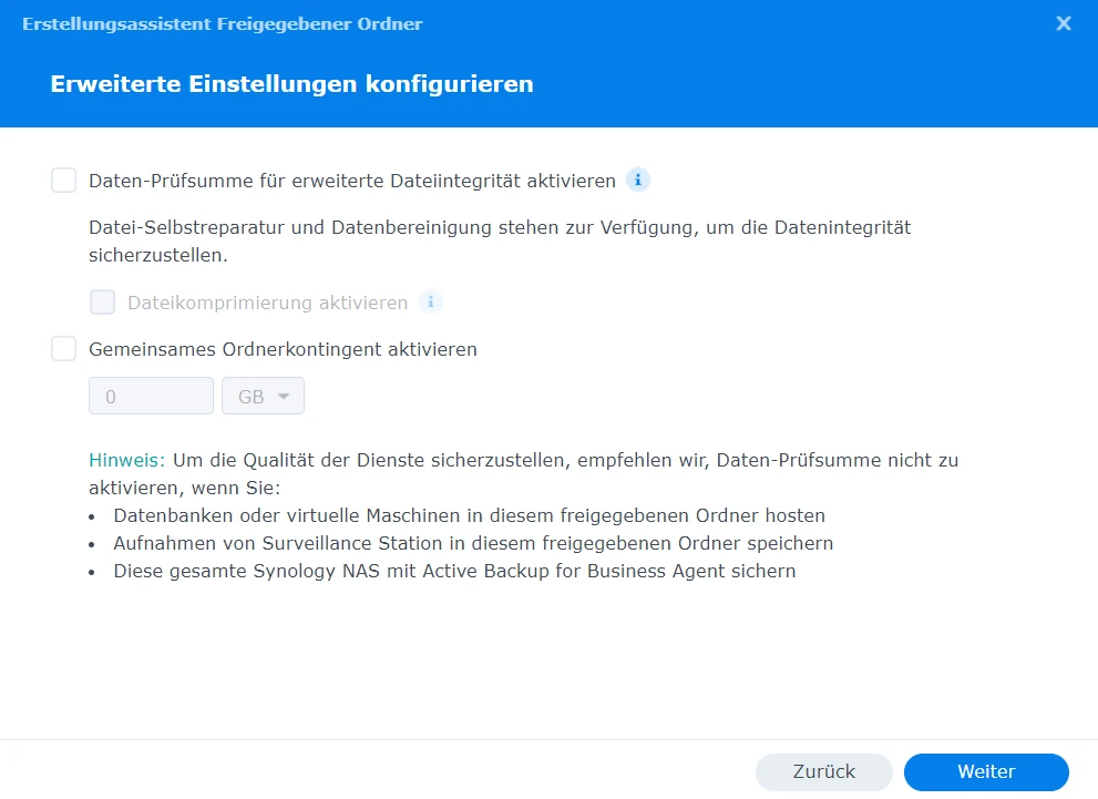Erweiterte Einstellungen konfigurieren