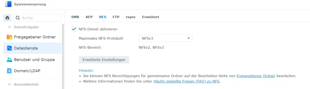 NFS aktivieren