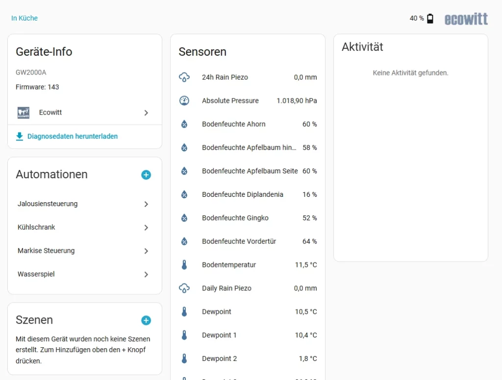 Ecowitt Wetterstation Integration