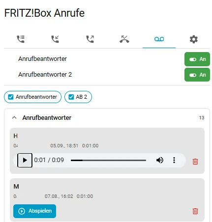 Fritz!Box Anrufe Anrufbeantworter