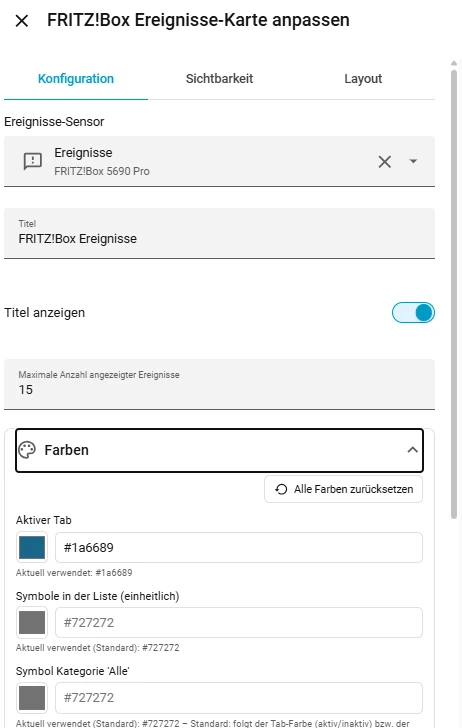 Fritz!Box Ereignisse UI