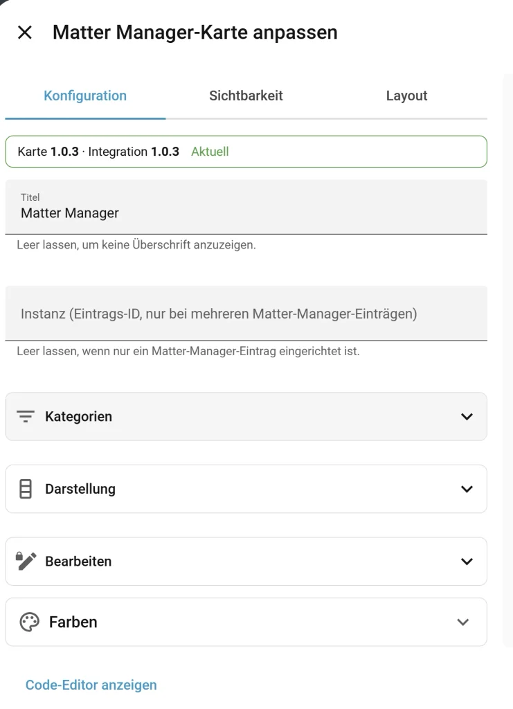 Matter Manager UI
